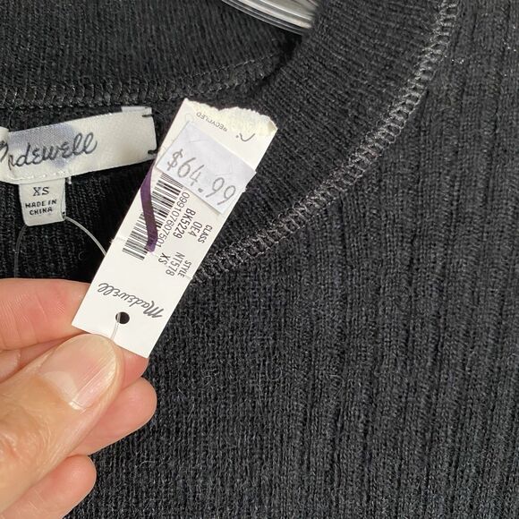 Madewell Alpaca Wool Ribbed Crewneck Sweater XS Black Relaxed Grunge Oversize - Picture 9 of 12